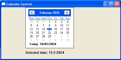 calendar control picture